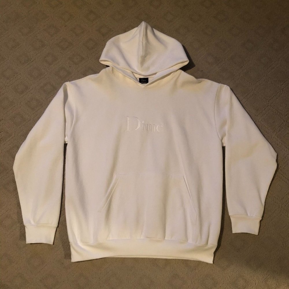Dime MTL Classic Logo Pullover Hoodie (White Tonal, Size XL)